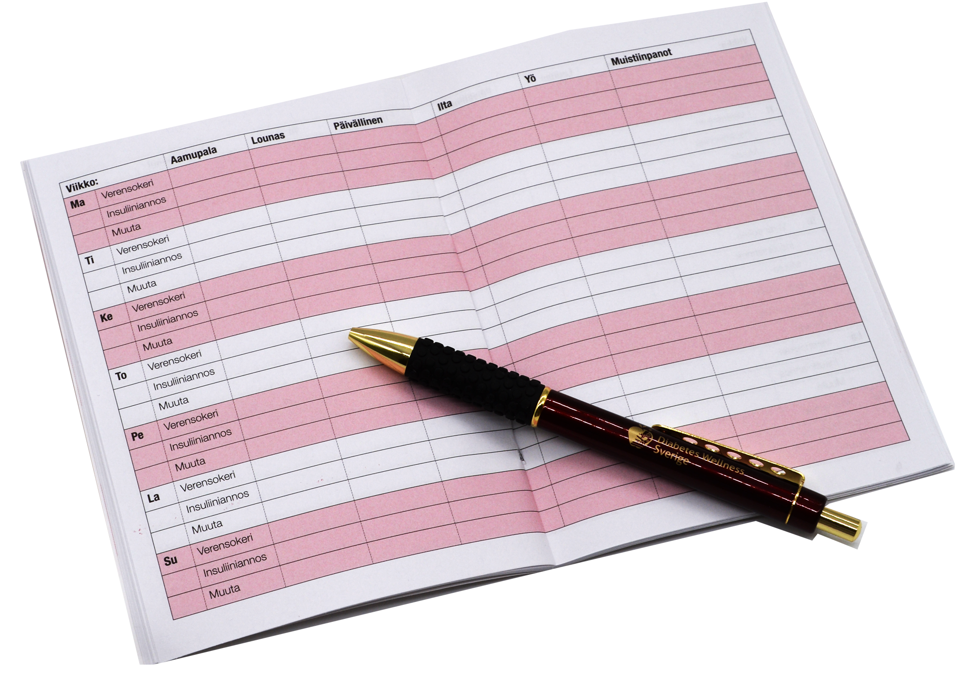 Diabetesdagbok Uppslag Penna